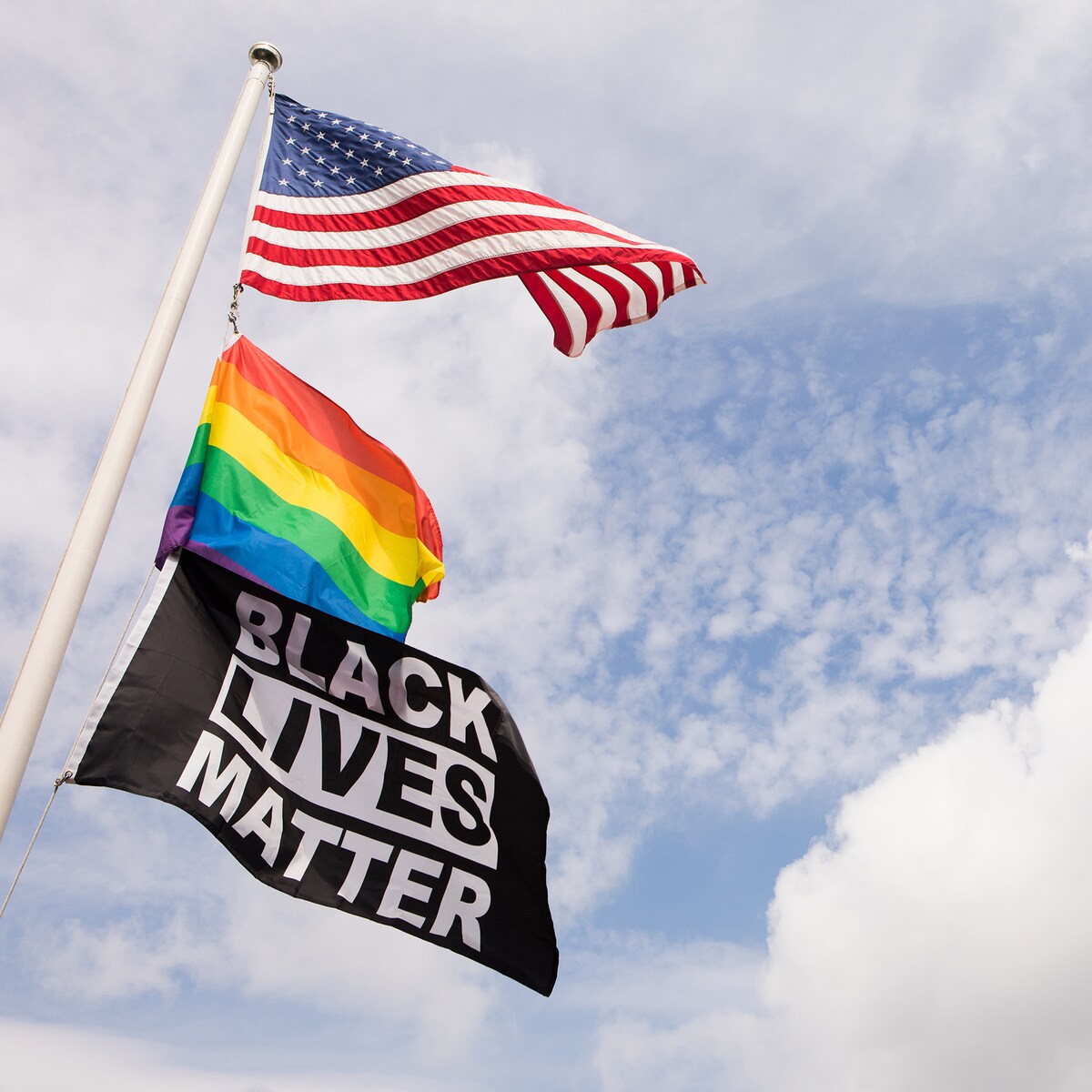 LGBTQ and Black Lives Matter flags at Ben & Jerry's offices