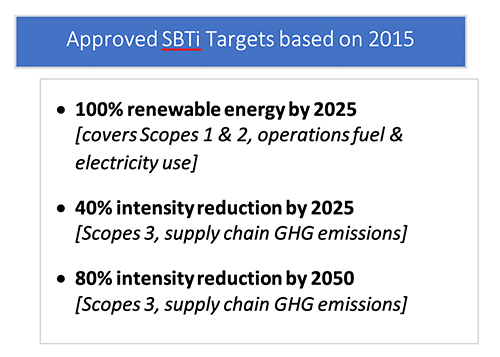 SBTi target summary