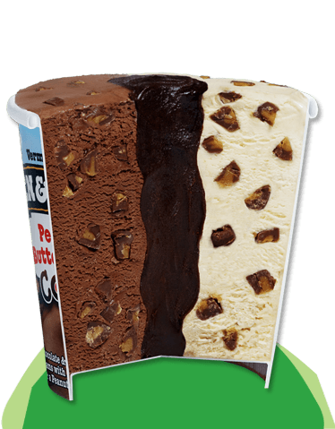 A Pint cut in half to show the peanut butter fudge core