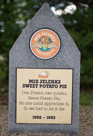 A Tombstone with RIP Ben & Jerry's Miz Jelena’s Sweet Potato Pie