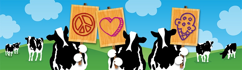 Ben & Jerry's is a values-led business cow holding signs
