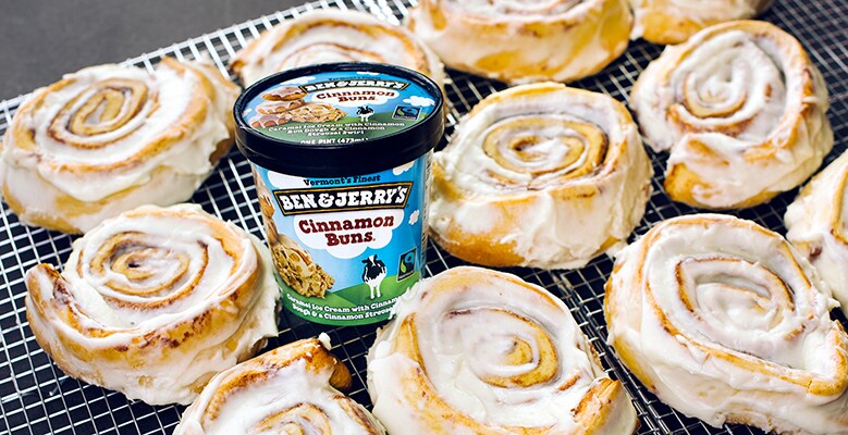A pint of Cinnamon Buns Ben & Jerry's ice cream with cinnamon buns