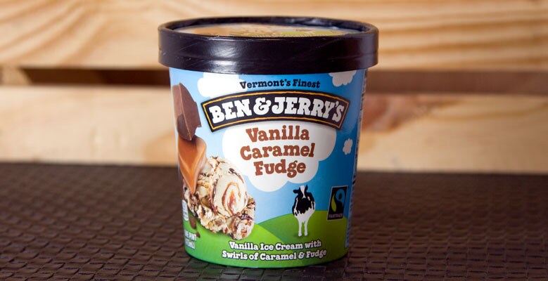 A pint of Vanilla Caramel Fudge Ben & Jerry's ice cream