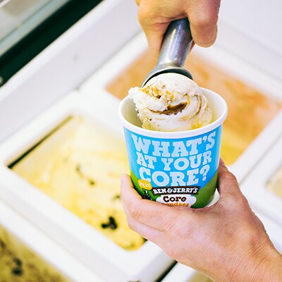Scoops of Ben & Jerry's Ice cream in a container