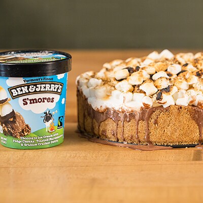 Smores ice cream cake looking delicious.