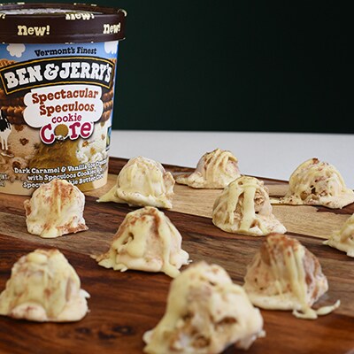 Delightfully adorable truffles made with Ben & Jerry's Spectacular Speculoos Core ice cream.