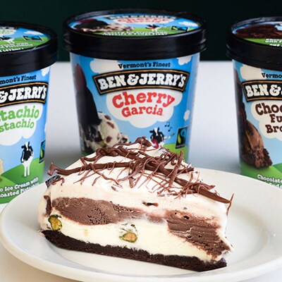 Spumoni ice cream cake made with Ben & Jerry's ice cream.