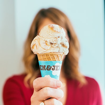 Ben & Jerry's Salted Caramel Blondie ice cream cone