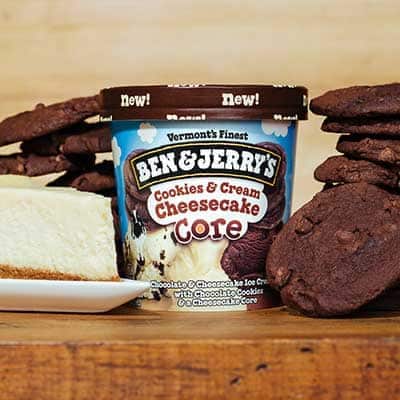 A pint of Ben & Jerry's Cookies & Cream Cheesecake Core