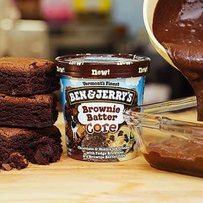 A pint of Ben & Jerry's Brownie Batter Core