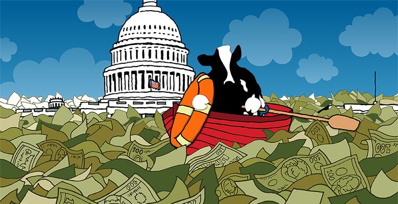 Sea of cash surrounding capitol building. 