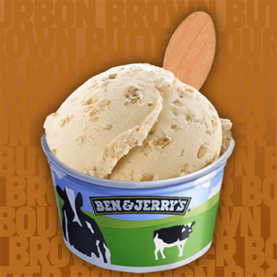 A cup of Ben & Jerry's Bourbon Brown Butter