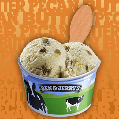 A cup of Ben & Jerry's butter Pecan