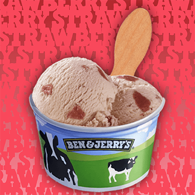 A cup of Ben & Jerry's Strawberry