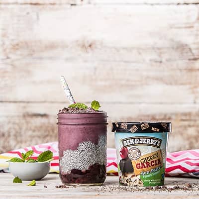A Vegan Cherry Garcia, Acai, and Chia Smoothie Jar