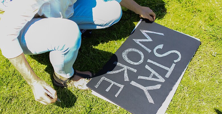 sign that says Stay Woke