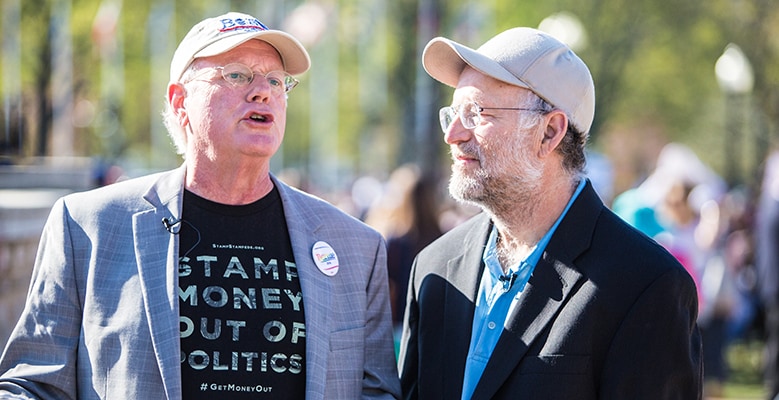 cofounders, Jerry Greenfield and Ben Cohen standing for their rights