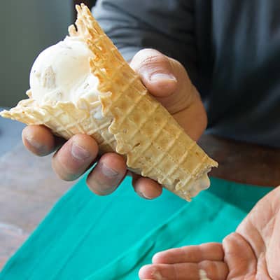 Waffle cone with the bottom bit off