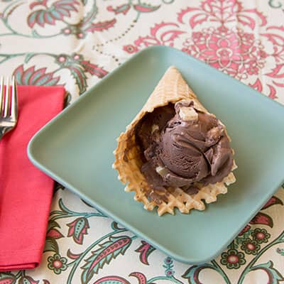 Waffle cone on a dish