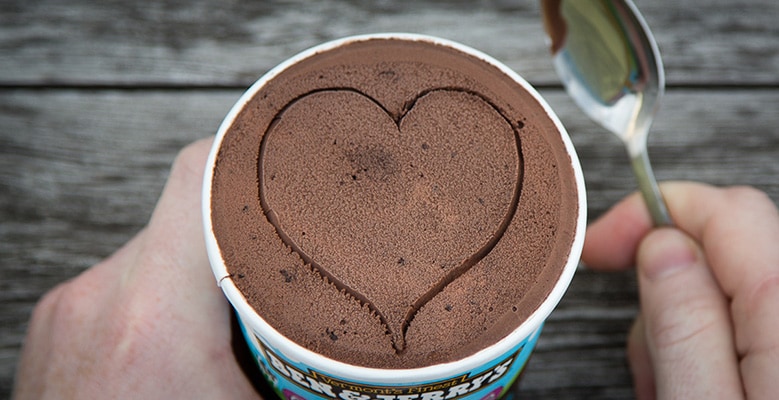 Heart drawn in Chocolate Ice Cream
