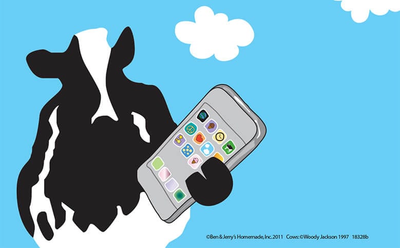 Woody Cow Holding iPhone