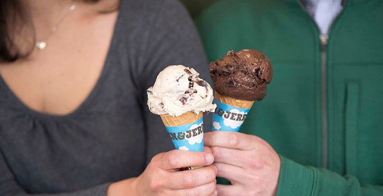 One Vanilla and One Chocolate cone