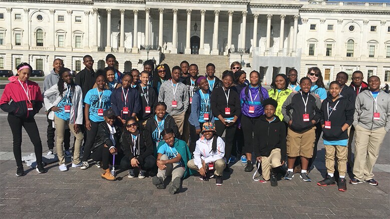 Students at capitol building.
