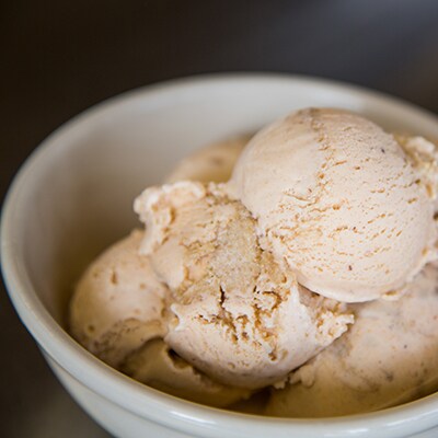 A bowl of  Ben & Jerry's Pumpkin Cheesecake