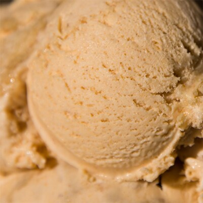 a scoop of  Ben & Jerry's Pumpkin Cheesecake