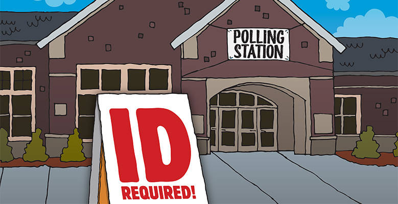 A polling Station with ID Required sign