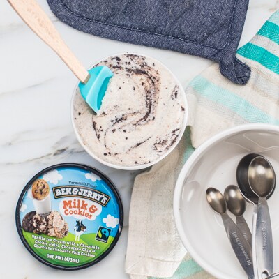 Using a Spatula to scoop the ice cream