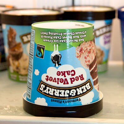 an upside down pint of ice cream