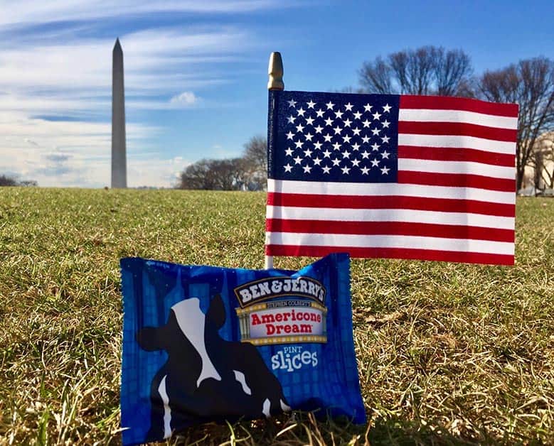 pint slice in front of Washington monument