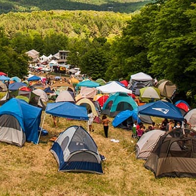 Tents set up in a field