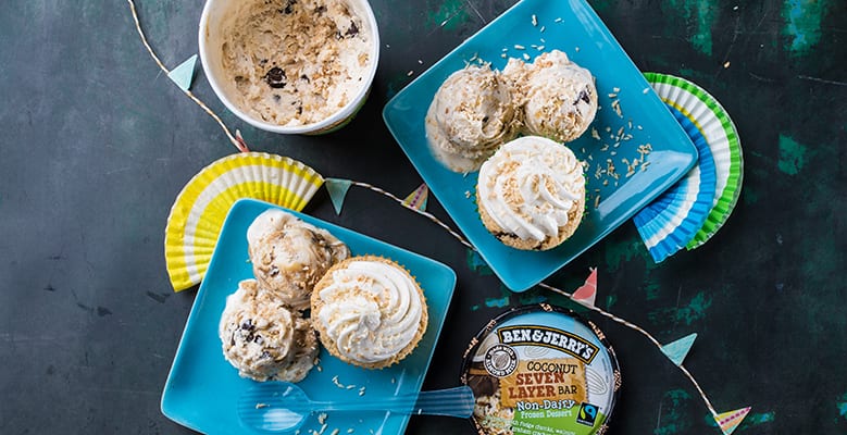 vegan Coconut seven layer bar cupcakes