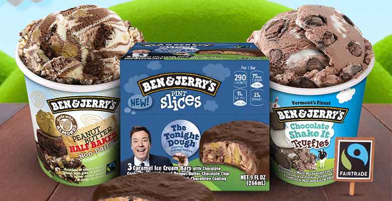 Pints of Ben & Jerry's and  Ben & Jerry's Pint Slices