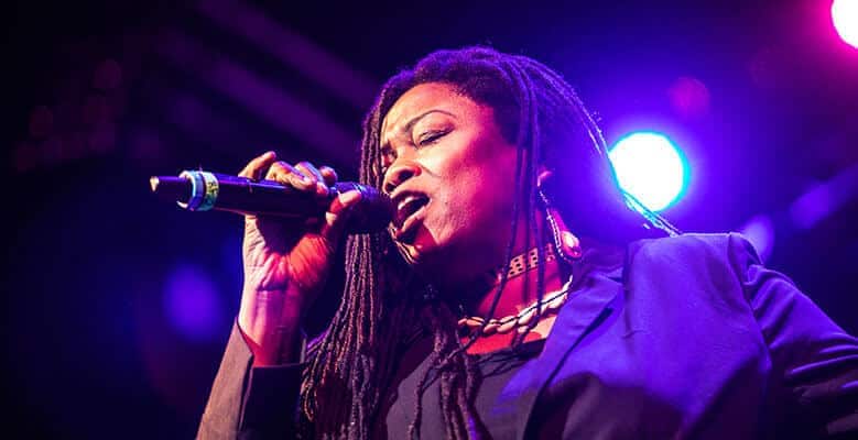 Singer singing at Poor People’s Campaign 