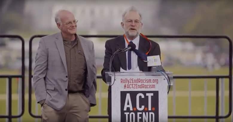 Picture of Ben and Jerry at a podium