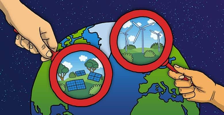 Illustration of hands and earth
