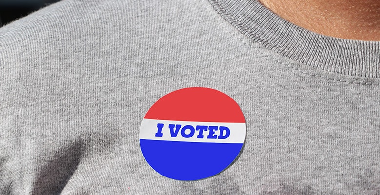 I voted sticker on someones shirt