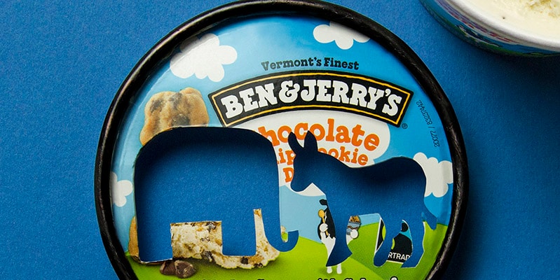 A lid with an elephant and donkey cut out