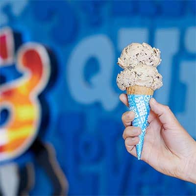 Hand holding cone with Ben & Jerry's Non-Dairy