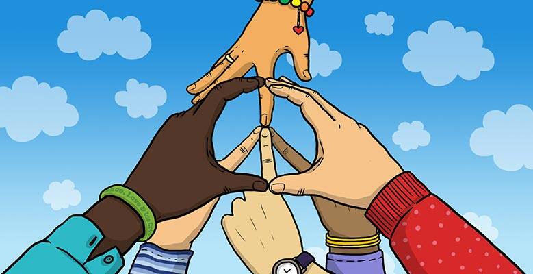 Hands making a peace sign