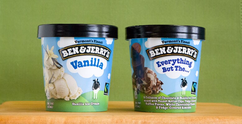 Pints of Ben and Jerry's Vanilla and Everything but the...