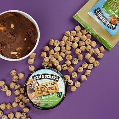Ben & Jerry's Chocolate Caramel Cluster Non-Dairy with Vegan Chocolate Chip Cookie Dough Chunks