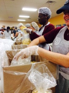 Volunteers helping at the Food Bank