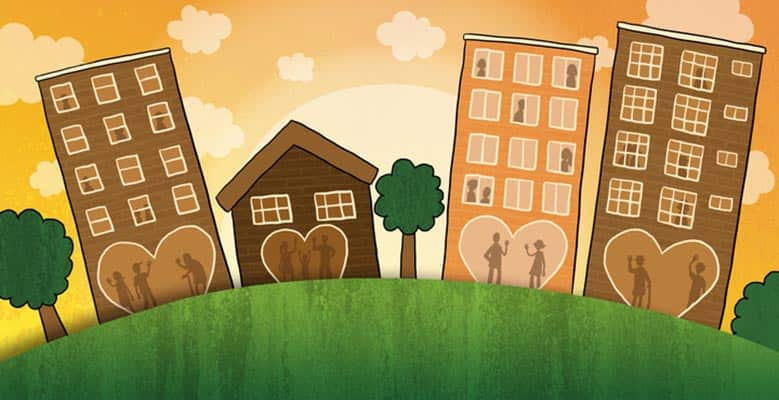Houses with hearts and families