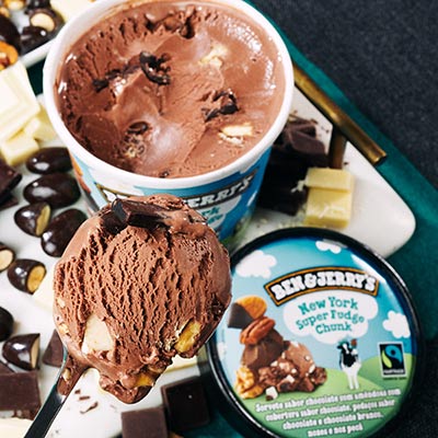 Scoop of very chunky New York Super Fudge Chunk ice cream
