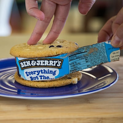 A Picture showing the removing of the pint wrapper