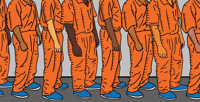 Illustration of people in a jail or prison